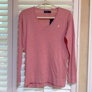 Ralph Lauren Classic Rose Heather V Neck Sweater